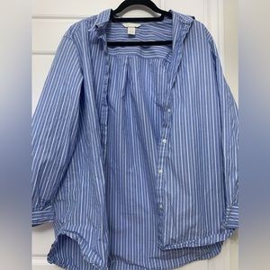 Blue and white striped oversized shirt to throw over any top!